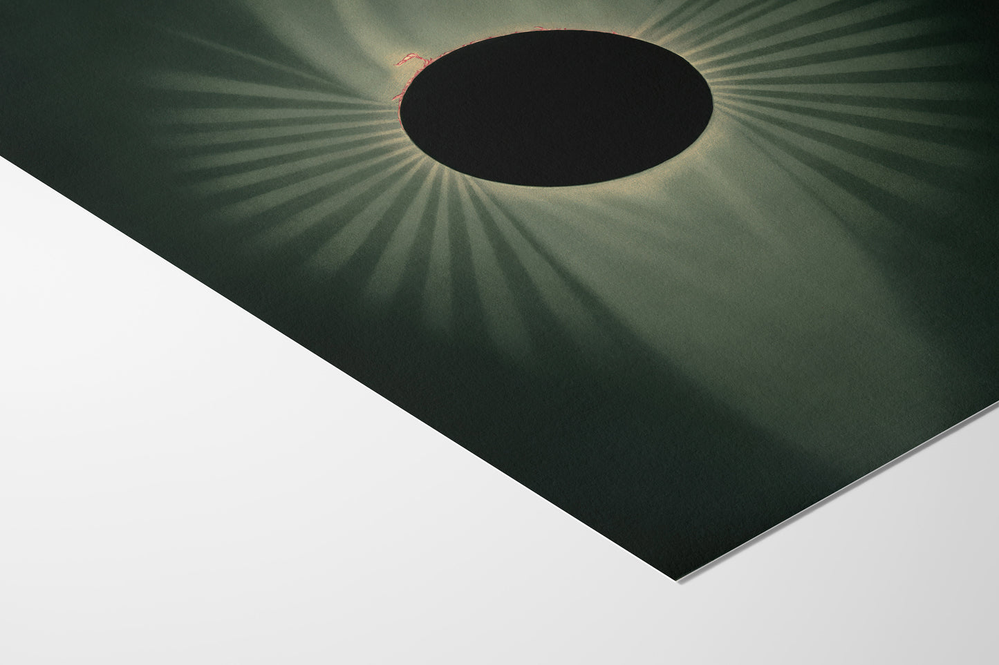 Total Eclipse of the Sun, 1882 image capturing the dramatic solar eclipse with rays of the corona and dark silhouette.