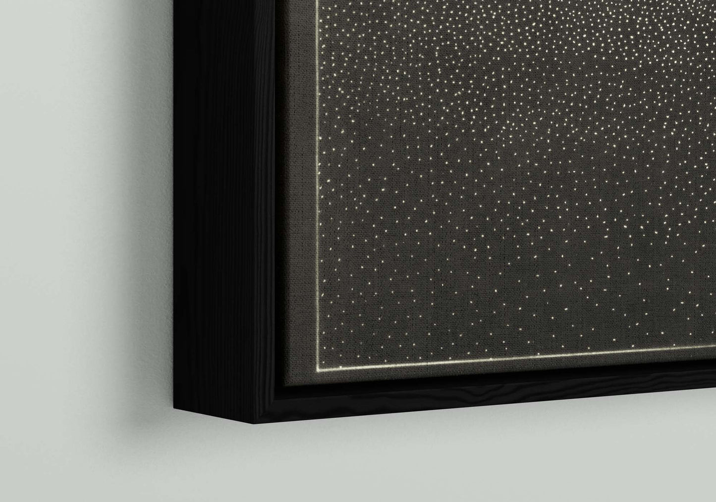 Close-up of framed artwork depicting the Black Hole, 1979 visualization with star-like details.